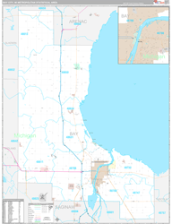 Bay City Metro Area Wall Map Premium Style 2024